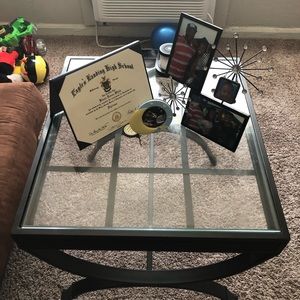 BEAUTIFUL FAUX LEATHER COUCH WITH MATCHING TABLES